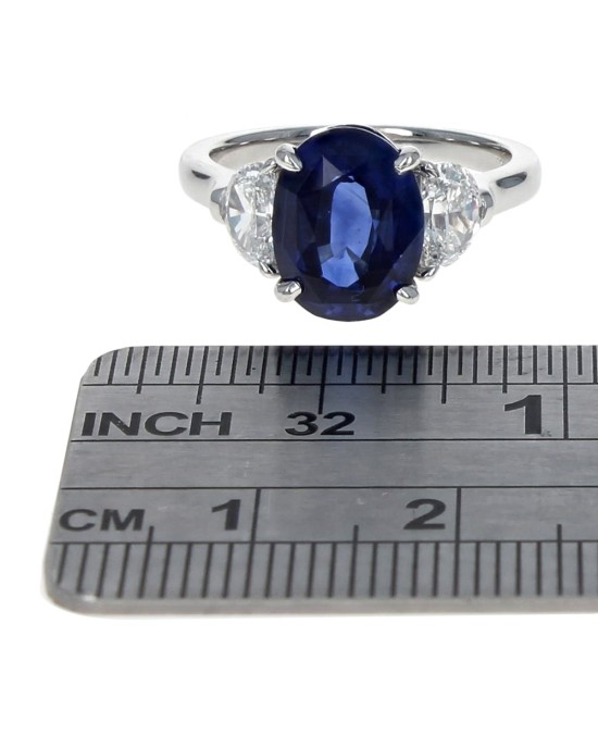 GIA Certified Madagascar Blue Sapphire and diamond ring
